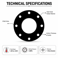 Joint d'étanchéité industriel en silicone noir à 8 trous, durable, haute pression, étanche, rond, en caoutchouc