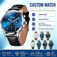 Jam Tangan Pria OEM 2882 Moon Phase 42mm Dial Besar Kronograf Skala Angka Quartz Tahan Air Bercahaya untuk Pria