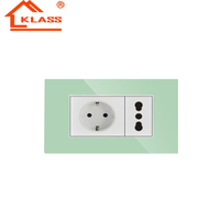 KLASS Prise électrique murale à double panneau en aluminium France et prise de courant EU US pour module de prise Vimar ou legrand