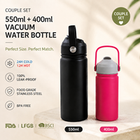 Bouteille isotherme en acier inoxydable de 550 ml avec couvercle et poignée, isolation thermique de 12 à 24 heures, écologique, portable pour toutes les occasions