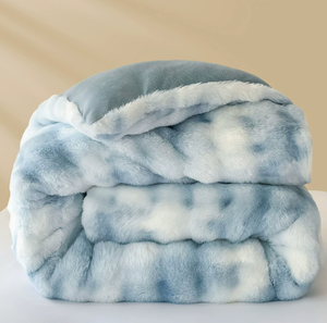 Couette en polaire de couleur blanche - Couette super douce <span class=keywords><strong>et</strong></span> chaude en crème blanche moelleuse, couverture de lit lourde <span class=keywords><strong>et</strong></span> duveteuse pour l'hiver - Product Image 4