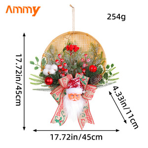 AM-FDAA28 Ammy Fournitures <span class=keywords><strong>de</strong></span> décoration <span class=keywords><strong>de</strong></span> Noël Paniers Couronnes <span class=keywords><strong>de</strong></span> Noël Cross Borders Cute Decorated Wreath by Santa Claus - Product Image 6