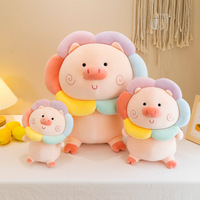 Adorable Peluche Cochon Arc-en-ciel, Poupée Cochon Tournesol de Dessin Animé, Poupée Fille Créative, Cadeau pour Fille, Peluche Cochon Super Douce avec Rembourrage en Coton PP