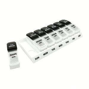 Wholesale Weekly <b>Removable</b> Organizer 7 Days 14 Compartments Plastic Pill <b>Box</b> Custom Logo - Product Image 3