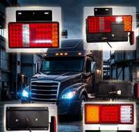 Feu arrière de camion 59 LED 320 mm 12V 24V avec éclairage de plaque d'immatriculation et base en fer pour camions ISUZU NHR NKR NPR