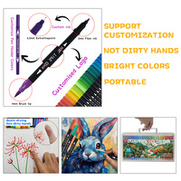 Ensemble de stylos à pointe fine non toxiques pour étudiants KHY, peinture à l'aquarelle, marqueur à double pointe, stylo à double pointe