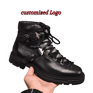 Haut de gamme qualité hiver hommes luxe Designer Premium cuir véritable veau Vintage cheville <span class=keywords><strong>Martin</strong></span> bottes maître chaussures pour homme - Product Image 5