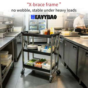 Carrello di Servizio Pieghevole in Acciaio Inox Heavybao, <span class=keywords><strong>Attrezzatura</strong></span> per Catering con Tubi Robusti per Ristoranti - Product Image 1