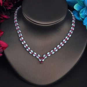 HIBRIDE brillante Marquesa corte rojo CZ Dubai conjuntos de joyas para mujer collar conjunto vestido de boda accesorios fiesta Show - Product Image 6