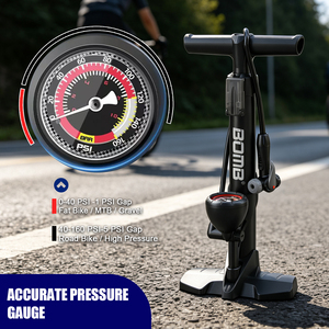 Pompe à air pour vélo BOMO 160 PSI haute pression, vente en gros, directement de l'usine, OEM personnalisé pour les magasins de vélos, VTT, vélos de route - Product Image 5