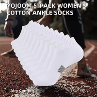 Chaussettes de sport respirantes blanches en spandex/polyester de qualité supérieure pour femmes, lot de 5, personnalisables ODM