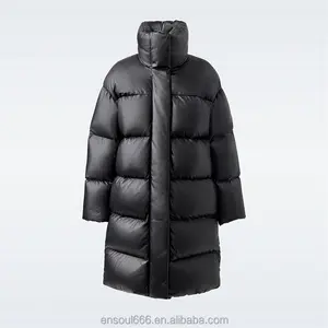Grosir jaket bulu angsa kualitas tinggi jaket Puffer panjang Wanita jumlah polos mantel hangat musim dingin kustom tahan air untuk wanita