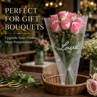 Sacs d'emballage transparents pour bouquets de roses, durables, avec logo personnalisé, impression en gravure, pochettes en BOPP pour fleurs, avec trous d'aération