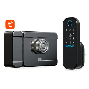 Tuya Smart Rim Locks WiFi Touchscreen Digitaler Türgriff Schwarz Finger abdruck Gate Lock Remote Tuya Smart Türschlösser