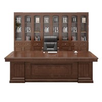 Nouvelle Collection 2026 : Ensemble Bureau de Direction Commercial en Bois Massif et Chaise de Manager avec Rangement, Style Chinois, pour Usage Professionnel
