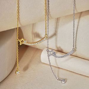 Collar con Colgante de Estrella y Sonrisa de Zirconia 5A y Oro de 18K, Diseño Simple Dylam, Joyería Fina de Moda, Accesorios para Uso Diario - Product Image 2