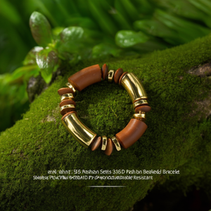 Fashion <b>Beaded</b> <b>Bracelet</b> 316L Stainless Steel PVD <b>Gold</b> Plating Sustainable Resistant - Product Image 3