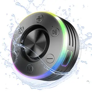 Altavoces Bluetooth impermeables Altavoces de ducha con espectáculo de luz Micrófono incorporado Ducha Radio FM Altavoz con ventosa
