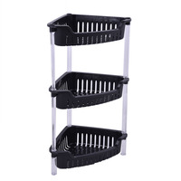 LINK BEST Étagère de rangement d'angle en plastique à 3 niveaux pour la salle de bain