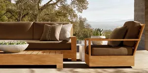 Fabrik Bestseller Outdoor Teakholz Langsofa Villa Hotel Outdoor Gartenmöbel Sofa-Set