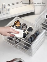 Organisateur de lunettes de style tiroir, présentoir de lunettes de soleil multi-niveaux en acrylique pour bureau, anti-poussière et résistant aux chocs