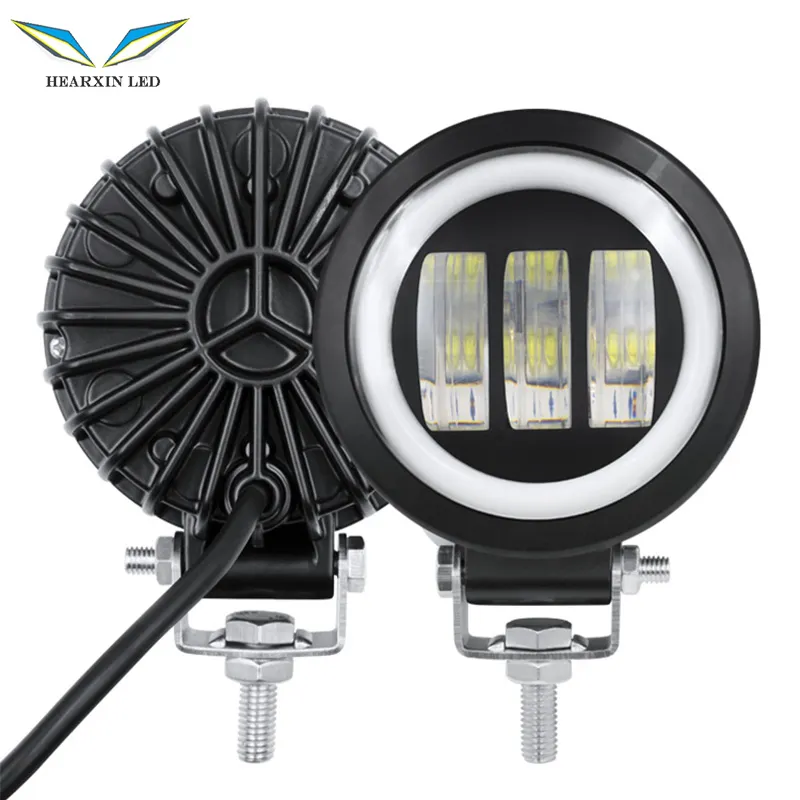 Hearxinled 4 Inch Led-Werklamp 30W Voor Motorfiets Suv Auto 4X4 Vrachtwagen Off-Road Rijlichten 6d Lens 12V 24V Vloedstraal