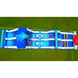 Juegos de Obstáculos Inflables Comerciales con Temática de Ballenas y Océano, Pared de Escalada, Pista de Obstáculos Inflable Colorida para Fiestas - Product Image 4