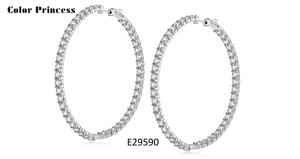 Pendientes con bisagras de aro grande CZ de plata chapada en rodio 925 para mujer Zircon chapado en oro clásico para fiestas y regalos - Product Image 6