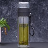 400ml Double Paroi Thé Eau Séparation Borosilica Verre Bouteille Infuseur de Filtre En Acier Inoxydable