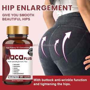 Integratore Alimentare Naturale per l'Aumento di Glutei e Fianchi, Capsule di Maca Plus ad Alta Potenza, Concentrato 15:1, 7500mg Max, 120 Capsule - Product Image 2