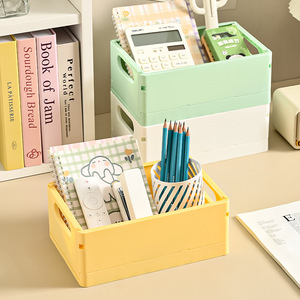 Foldable Desktop Storage Box 2L Solid Color Organize Stationery Books Toys Snacks Creative Office Desk Organizer - Product Image 2