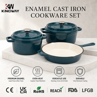 Ensemble de 3 casseroles en fonte émaillée, compatibles induction et four, pour cuisine et restaurant, avec poêle profonde