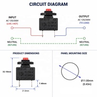 Protector de Sobrecarga Ajustable 3-16A, Interruptor de Reinicio Manual, 125/250V AC 2P para Paneles de Control Industrial