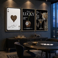 Art mural Trio Lucky Ace Léopard encadré or mat raffiné pour les commandes de projets d'aménagement intérieur européen