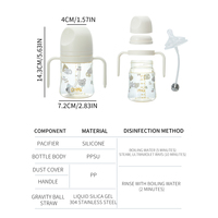Biberon Comi PPSU sans BPA 210 ml avec poignée pour bébés de 0 à 12 mois, débit moyen, idéal pour les voyages en extérieur