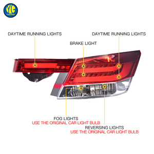 Conjunto de Luces Traseras YU GUANG para <span class=keywords><strong>Honda</strong></span> <span class=keywords><strong>Accord</strong></span> 8ª Gen <span class=keywords><strong>2008</strong></span> 2013, Mejora de Lámpara Trasera LED con Señal de Giro DRL - Product Image 3