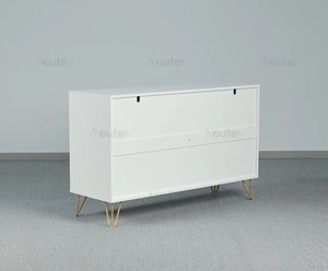 <span class=keywords><strong>Commode</strong></span> moderne à 6 tiroirs pour chambre à coucher Commodes doubles blanches avec poignées dorées Table buffet en bois pour le salon - Product Image 2