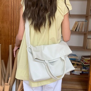 Korean Style Large Capacity Tote Bag Yellow Vertical <b>Square</b> Magnetic Buckle Everyday Outfits Summer 2024 - Product Image 4