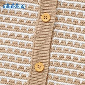 新款设计米米雄婴儿连身裤针织学步毛衣连身裤翻领婴儿服装 - Product Image 3