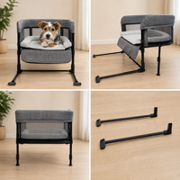 Lit portable pour chien de luxe, petit rectangle, avec logo personnalisé, super doux, écologique, motif uni, housse amovible, pliable