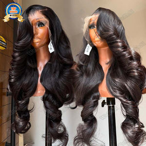 30 Grossistes Perruques <span class=keywords><strong>Cheveux</strong></span> Humains Vierges Indiens Bruts Densité 250% Ondulés Body Wave <span class=keywords><strong>Cheveux</strong></span> Alignés Cuticules Perruque Full Lace HD pour Femmes Noires - Product Image 3