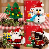 Ensemble de 4 micro-blocs de construction de Noël, arbre, bonhomme de neige, Père Noël, ours, modèle en briques, décoration de Noël DIY, cadeau, 158 pièces