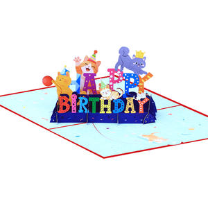 Cartes de vœux rectangulaires 3D <span class=keywords><strong>d</strong></span>écoupées au laser faites à la main, illustration de chat, conception OEM/ODM, papier de haute qualité, impression UV - Product Image 2