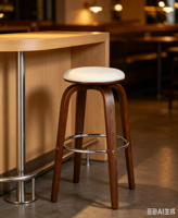 Tabouret de bar pivotant en bois de noyer de style moderne du milieu du siècle, 360° °   Tabouret pivotant à hauteur de comptoir pour îlot de cuisine et bar à domicile