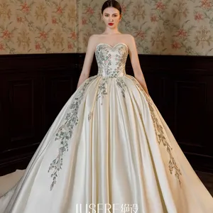 2023 свадебное платье с вышивкой без бретелек свадебное платье с большим хвостом и красивой вуалью на шнуровке бальное платье принцессы
