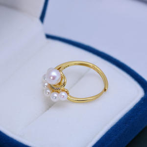 Bague pour femme en argent S925 avec perle d'eau douce forte et brillante de 3-4/6-7 mm, style tendance et élégant - Product Image 2