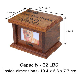 Оптовая продажа, персонализированные деревянные шкатулки для домашних животных, похоронная урна из дерева с фото для собак и кошек - Product Image 2