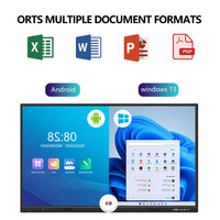 Papan Tulis Interaktif LCD 4K 55-110 Inci, Kekerasan 7H, Sentuh Pena/Jari, Sudut Pandang 178 Derajat, Kecerahan 350cd/m, Kaca Tempered