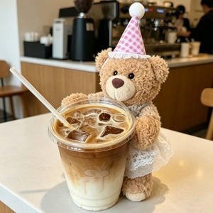 Porte-tasse en dentelle Teddy Bear avec couronne de fleurs/chapeau de fête - Product Image 5