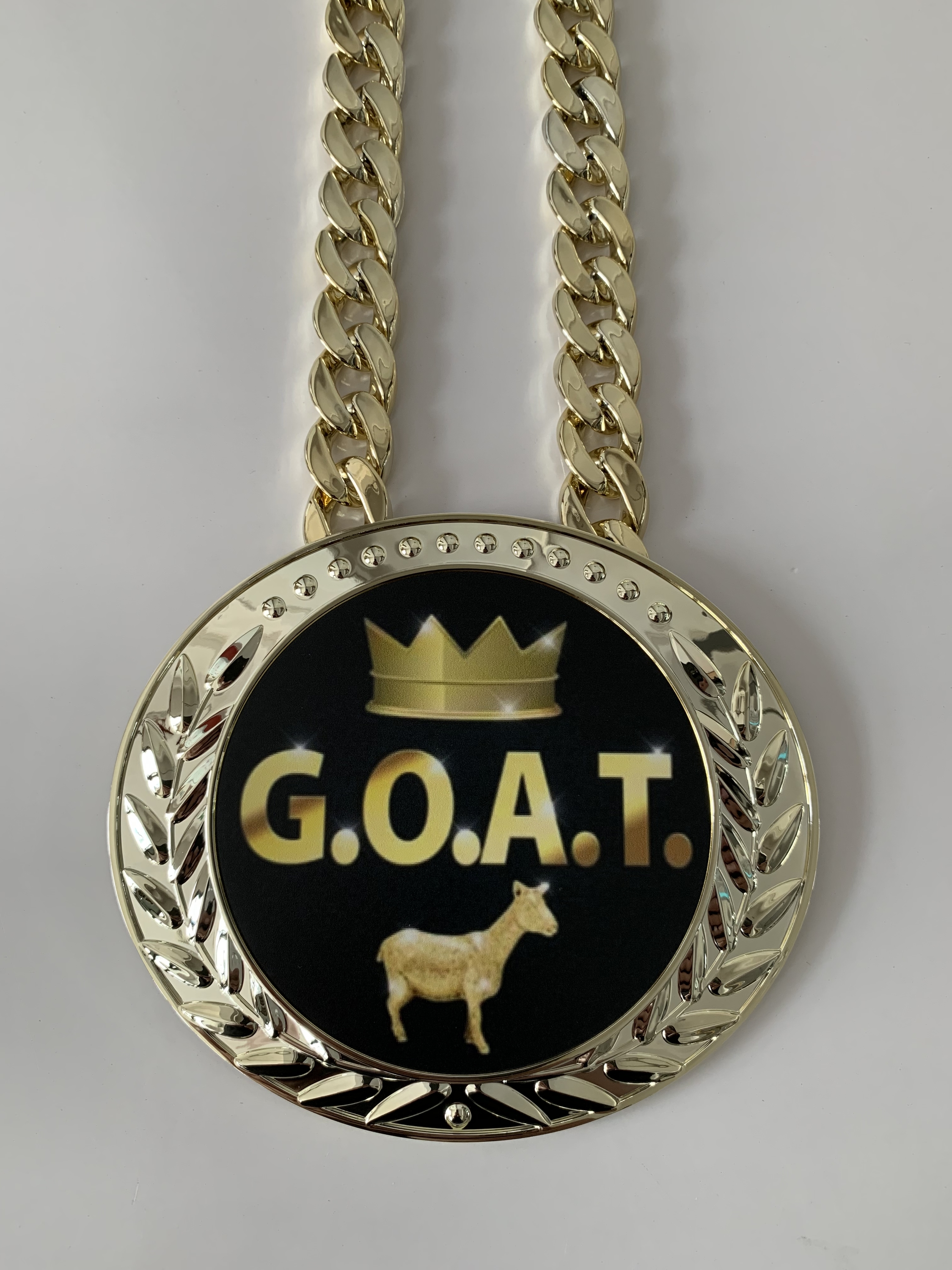 Custom Gold Champ Goat Medal Necklace | Turnover Chain for Football MVP ...